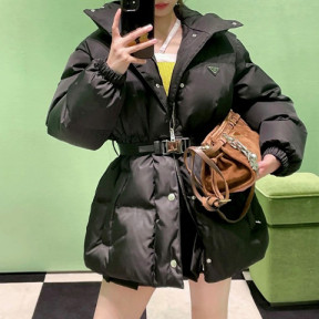 프라다 리나일론 파우치 벨티드 다운 패딩 재킷 29X966