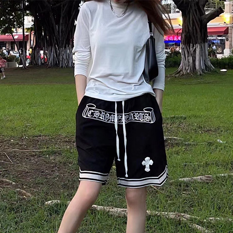 크롬하츠 산스크리트 자수 레터링 반바지 블랙